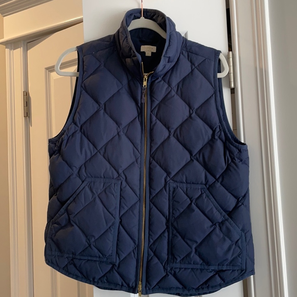 J.Crew down vest, navy, size large